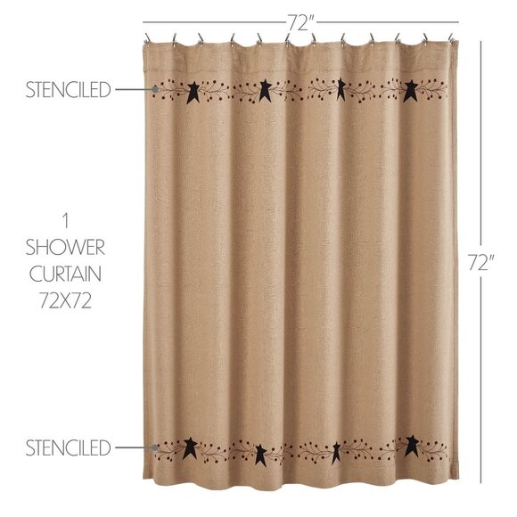 New Country Pip Star Shower Curtain - Picture 2 of 6